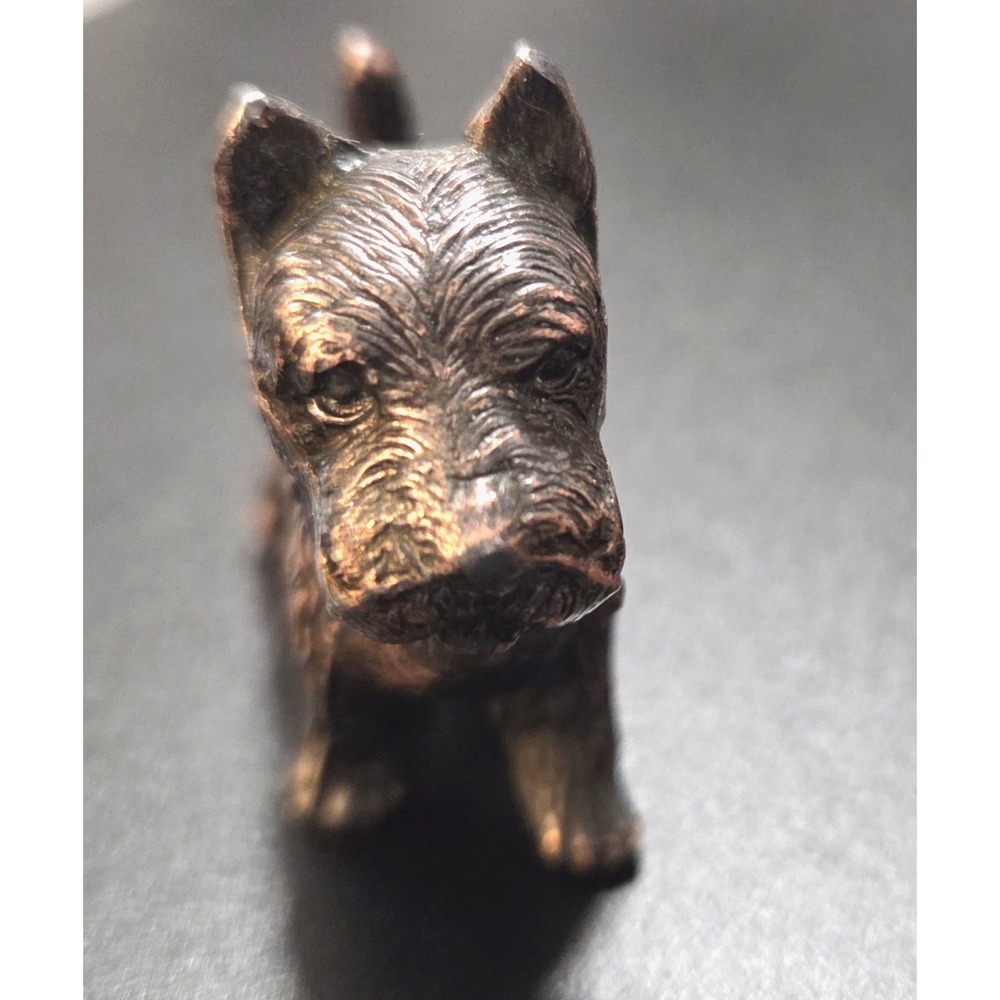 Scottish Terrier Miniature Bronze Or Copper Metal Dog Figurine 2" - Vintage